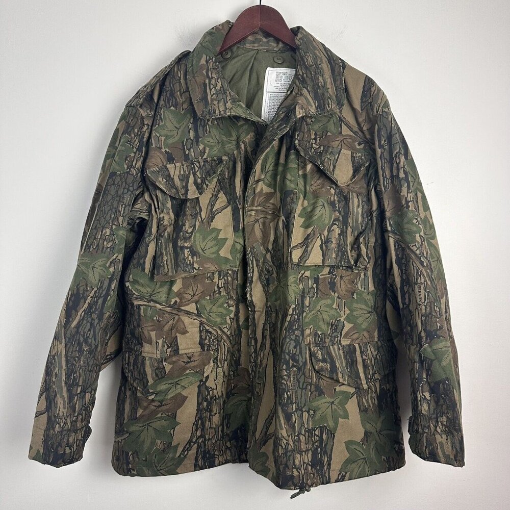 Mens VTG 90s Civilian M-65 Hunting Field Jacket - Trebark Sz M 1990s Camo Army